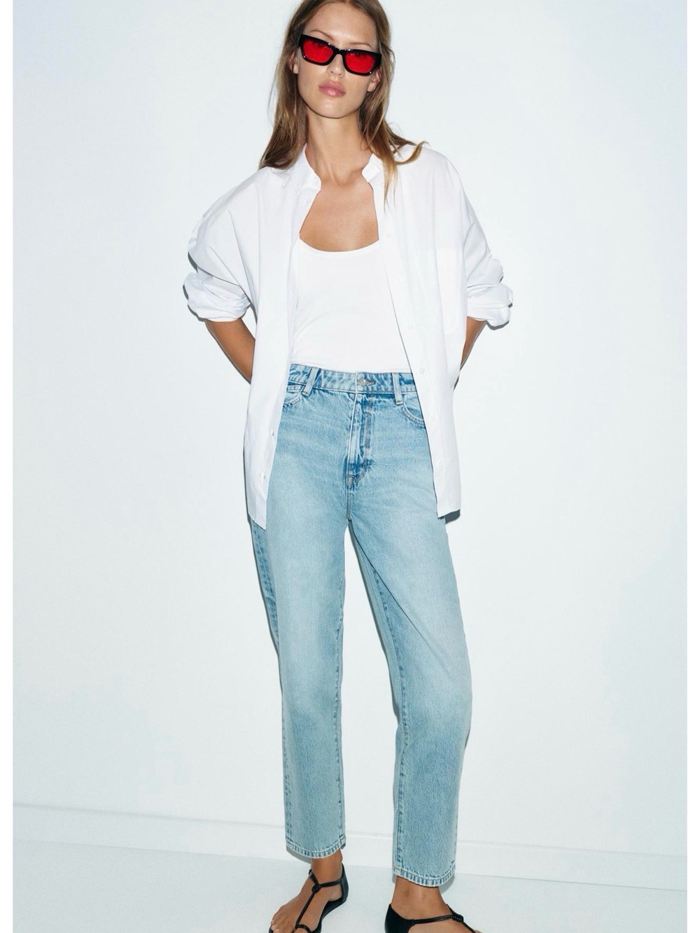 Mid Blue High Waist Mom Fit Jeans
